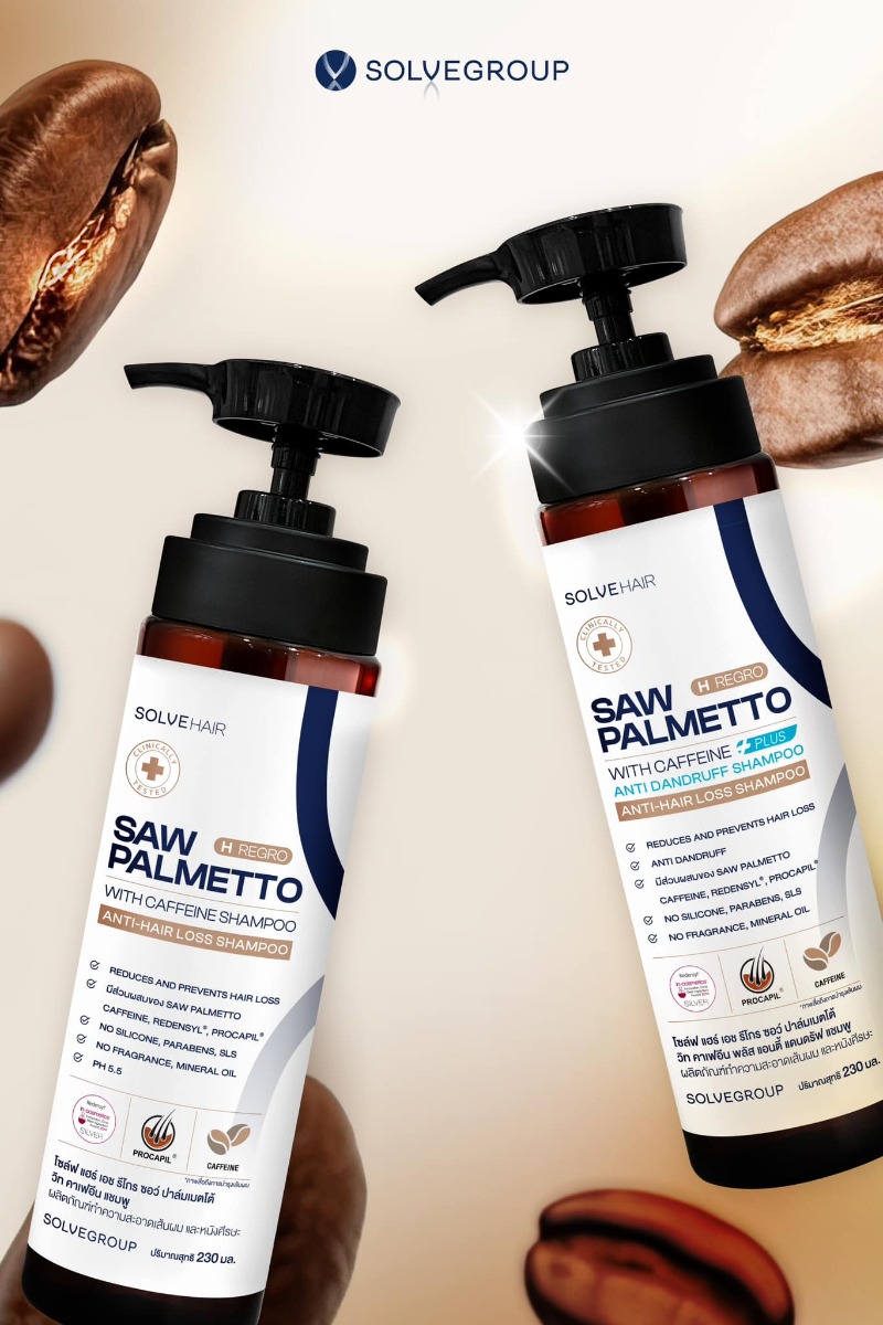 ปรับสูตรใหม่ SAW PALMETTO with CAFFEINE plus anti dandruff SHAMPOO