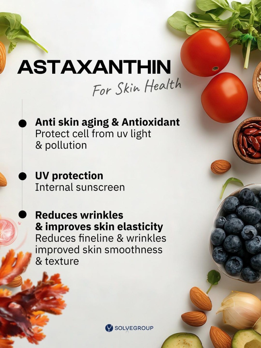 • Astaxanthin: ช่วยกันผิวแก่และปกป้องผิวจากรังสียูวี • Astaxanthin: ช่วยกันผิวแก่และปกป้องผิวจากรังสียูวี