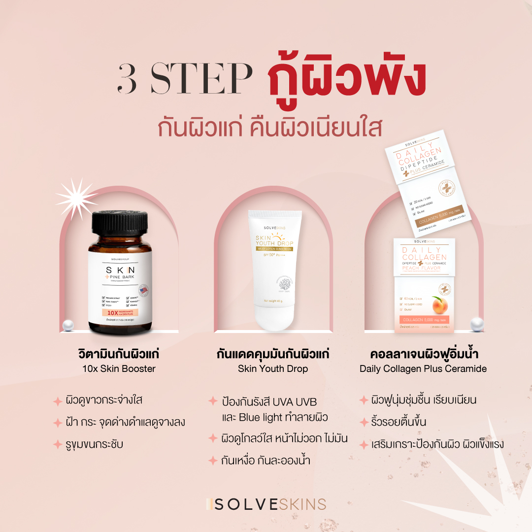 3 step ผิวพัง กันผิวแก่ คืนผิวเนียนใส