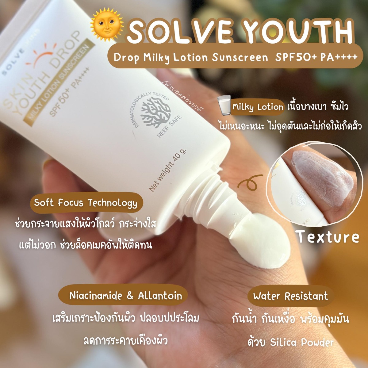 Solve Youth Drop Milky Lotion Sunscreen SPF50+ PA++++