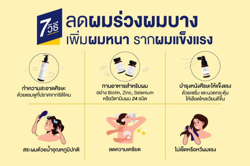 7 วิธี ลดผมร่วง ผมบาง เพิ่มผมหนา รากผมแข็งแรง ด้วย SolveHair 