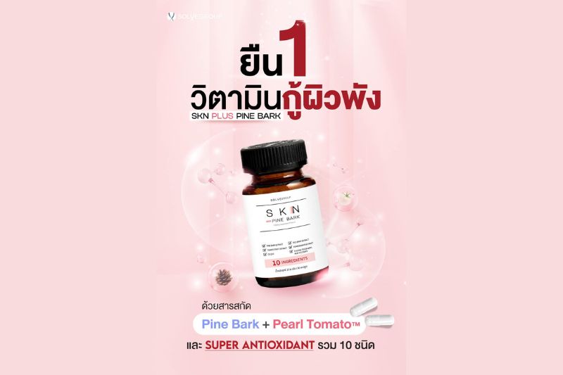 ยืน 1 วิตามินกู้ผิวพัง SKN PLUS PINE BARK