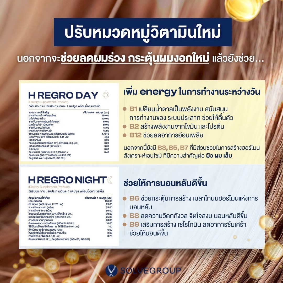 H Regro Day & Night Vitamin วิตามินบำรุงผม สูตรกลางวัน-กลางคืน - Image 6
