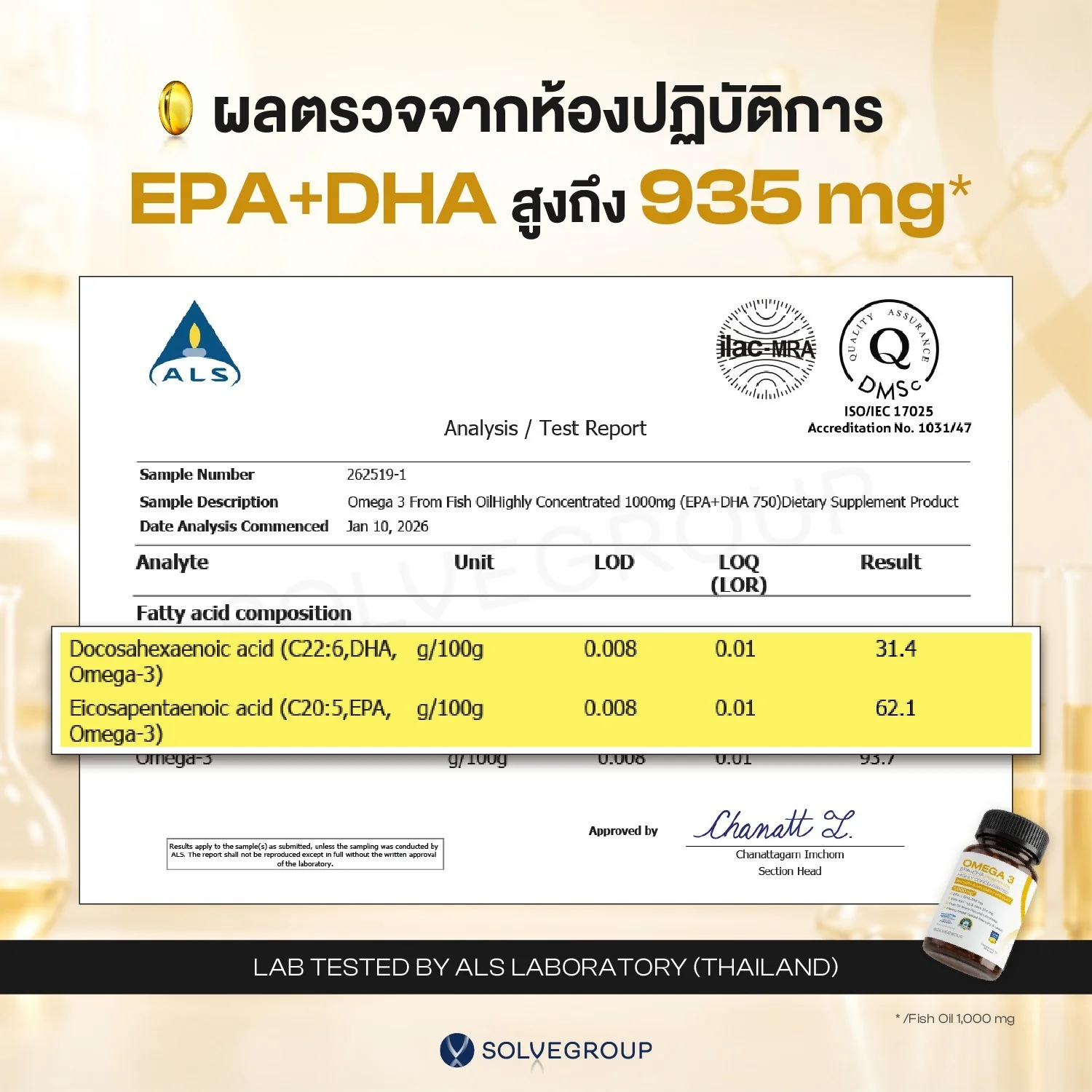 SOLVE Omega-3 (EPA + DHA Fish Oil) น้ำมันปลาซอฟต์เจลเม็ดเล็ก - Image 7